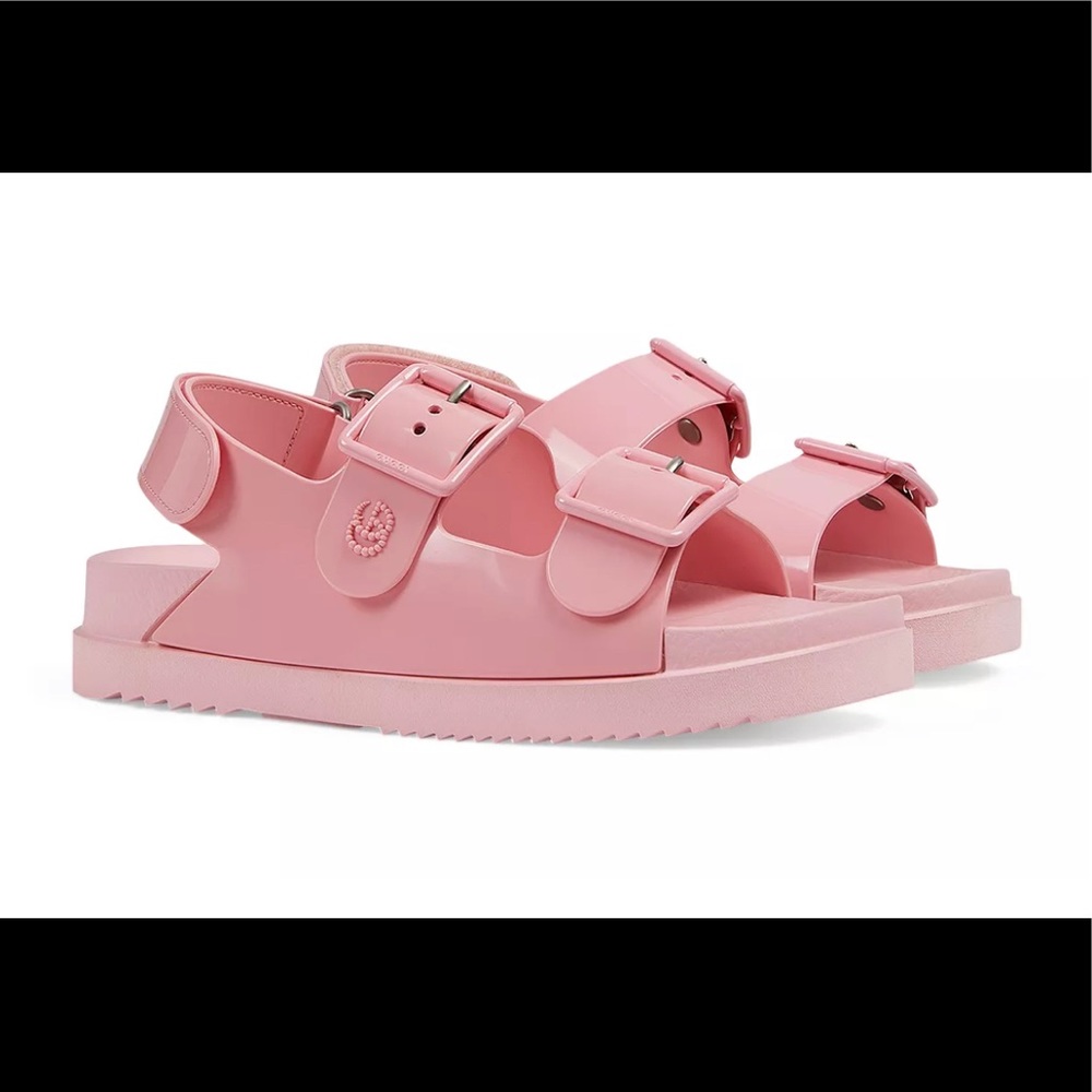 Pink Rubber Buckle Sandals